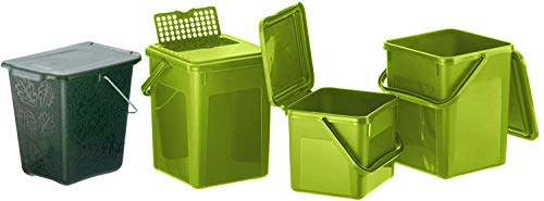 Rotho Bio, Cubo de abono 5l con tapa y asa para la cocina, Plástico PP sin BPA, verde, 5l 21.0 x 20.0 x 18.0 cm