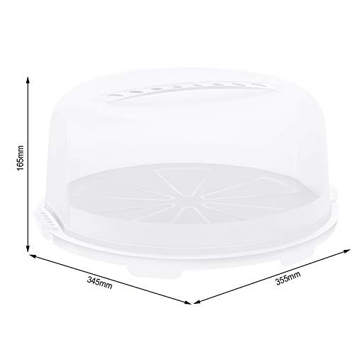 Rotho Fresh, campana de alta torta con capucha y asa de transporte, Plástico PP sin BPA, blanco, transparente, 35.5 x 34.5 x 16.5 cm