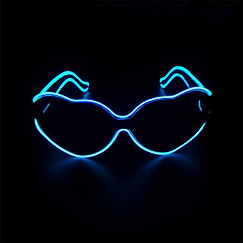 routinfly Gafas incandescentes, gafas de LED de fiesta, venta de loza de gafas de Diodo de emisión de luz de moda, gafas de sol Flash Carnaval Wedding Party turquesa 1 pieza