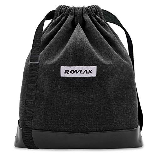 ROVLAK Moderna Mochila de Hombro con Cordón para Deportes, Compras y Fiestas, Bolsas de Gimnasia para Hombres y Mujeres, Cómoda Correas de Hombro de Nylon Ajustables,Negro,42 * 35 Centímetros