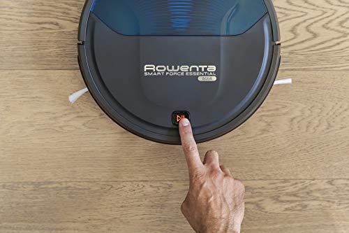 Rowenta RR6971WH Smart Force Essential Aqua - Robot Aspirador 2 en 1, Aspira y Friega, con Sensores Anticaída, 150 Minutos de Autonomía, Incluye Mando a Distancia y Base de Carga, Negro/ Azul Oscuro