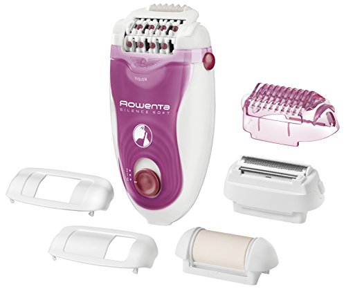 Rowenta Silence Soft EP5660 - Depiladora 2 velocidades, sistema antidolor de 24 pinzas, luz frontal Led, cabezal exfoliante, de afeitado, para axilas y para recorte para la zona del bikini