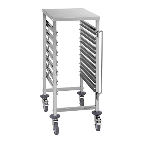 Royal Catering Carro bandejero para 7 bandejas RCTW 7 GN1/1 (Capacidad de carga 50 kg, 2 seguros verticales, Acero inoxidable, Para GN 1/1, 1/2, 1/3, 2/3, 2/8)