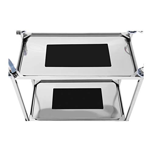 Royal Catering Carro Cocina Carrito de Servicio con Ruedas RCSW 2 (2 Estantes, Carga 160 kg, Distancia Entre estantes 62 cm, Acer Inoxidable)