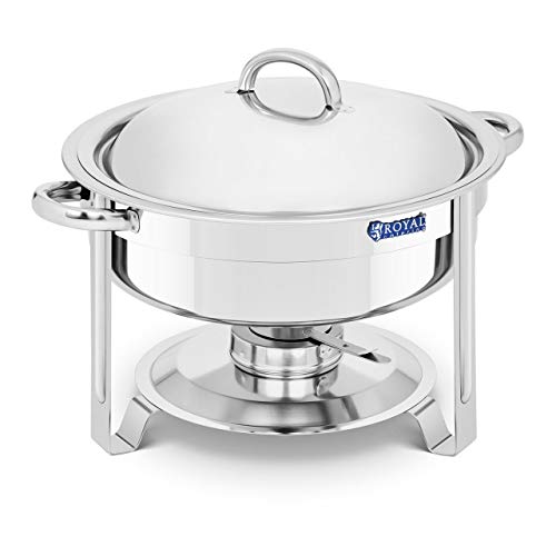 Royal Catering Chafing Dish Calentador De Buffet RCCD-7-100 (Funcionamiento con Combustible, Contenedor de Comida: Ø 30,5 cm, Redondo, 5,2 L)