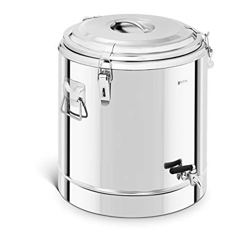 Royal Catering Contenedor Isotérmico Acero Inoxidable Termo Inox. RCTP-40ET (Doble Capa, Almacenamiento De Calor Hasta 12 h, Con Grifo De Vaciado, 40 L)