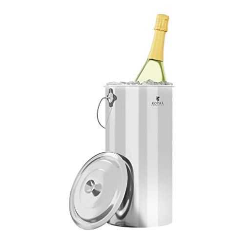 Royal Catering Cubitera De Acero Inoxidable para Hielo Champañera RCEE-12L (con asa de Transporte, Fabricada en Acero Inoxidable, 12 L)