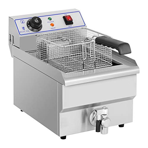 Royal Catering Freidora Eléctrica 1 x 10 Litros RCEF-10EH (3200 Watt, Grifo De Vaciado, Ajuste Automático De Temperatura)