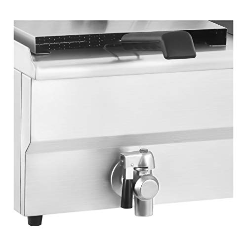 Royal Catering Freidora Electrica Profesional RCEF 10EH-1 (10 L, 3 000 Watt, Termostato, Grifo de vaciado, Acero inoxidable)