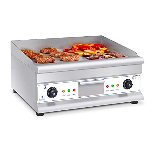 Royal Catering Fry Top Eléctrico Plancha Grill Cocina Parrilla Electrica Industrial RCG 60H2 (largo: 60 cm, 2 x 3.200 W, superficie de calentamiento: lisa,2 zonas de calentamiento)