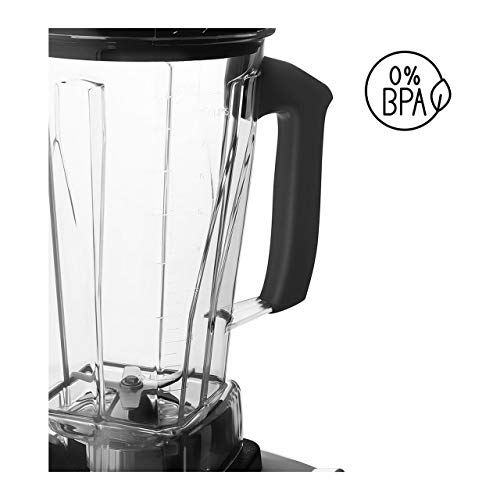 Royal Catering Katana Batidora De Vaso Alta Potencia Licuadora RCMB-2LA (2,5 L, 1.500 W, Hasta 38.000 rpm, 6 Cuchillas de acero inoxidable, 3 Velocidades, Pulse + Temporizador)