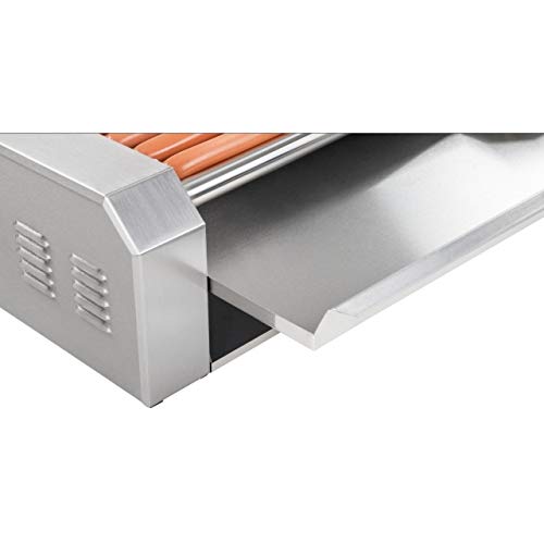 Royal Catering Máquina Asador de perritos calientes RCHG-5E (5 Rodillos, 8 Salchichas, 1000 W, 230 V, 2 Zonas calentadoras individuales, 58,5 x 26 x 38 cm, Acero inox)