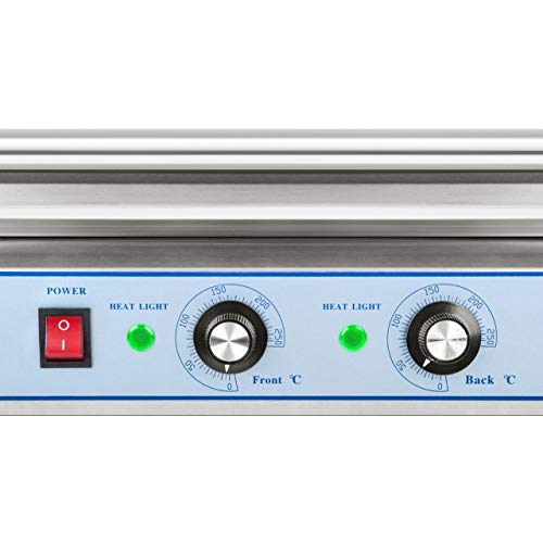 Royal Catering Máquina Asador de perritos calientes RCHG-5E (5 Rodillos, 8 Salchichas, 1000 W, 230 V, 2 Zonas calentadoras individuales, 58,5 x 26 x 38 cm, Acero inox)