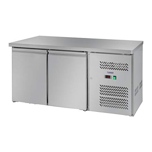 Royal Catering Mesa Refrigerada RCLK-S228 (228 L, Superficie de trabajo de acero inoxidable, compresor 258 W Zanussi, 2 puertas, R600a)