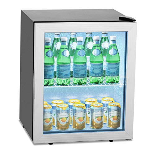 Royal Catering Nevera Expositora De Bebidas Frigorífico Mini RCGK-54A (Doble vidrio, Cubierta de acero inoxidable, Temperatura de 0-10 °C, 54 L)