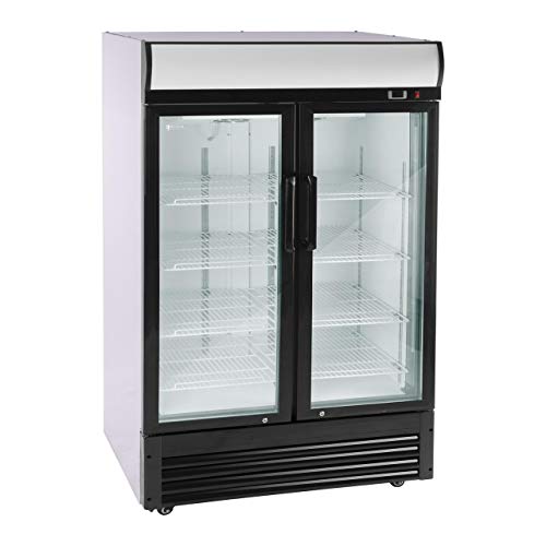 Royal Catering Nevera Expositora Para Bebidas RCGK-W880-2 (880 L, 350 W, 8 estantes de 53 x 39,5 cm, Puertas batientes de cierre automático, Rango de temperatura 2–8 °C)