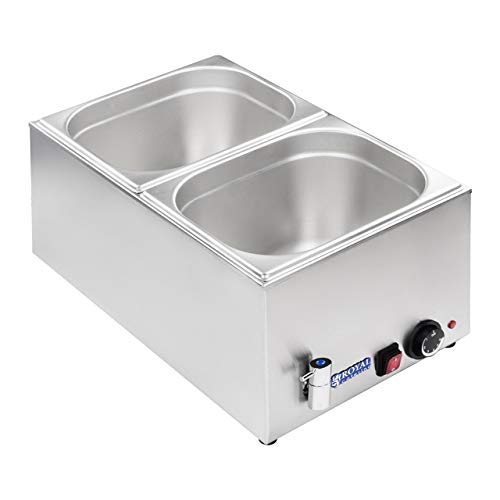 Royal Catering - RCBM-1/2-150A-GN - Baño María 1/2 - max 95°C - 230 Volt - 1200 Watt - Profundidad 150mm - grifo de vaciado