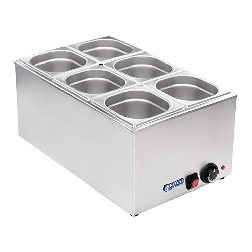 Royal Catering - RCBM-1/6-150-GN - Baño María 1/6 - max 95°C - 230 Volt - 1200 Watt - 6 recipientes GN 1/6