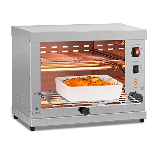 Royal Catering RCET-360 Horno Tostador Hornillo eléctrico Salamandra Cocina (3.250 W, 230 V, 50-300°C, Temporizador 15 min, acero inoxidable)