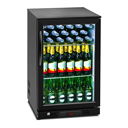 Royal Catering RCGK-108C Nevera Expositora Frigorifico Minibar Nevera Pequeña Bebidas Botellas Refrigerador (108 L, 2–10 °C, 135 W, 50x50x83,5 cm) Negro