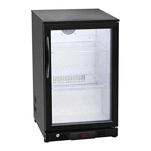 Royal Catering RCGK-108C Nevera Expositora Frigorifico Minibar Nevera Pequeña Bebidas Botellas Refrigerador (108 L, 2–10 °C, 135 W, 50x50x83,5 cm) Negro