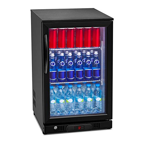 Royal Catering RCGK-108C Nevera Expositora Frigorifico Minibar Nevera Pequeña Bebidas Botellas Refrigerador (108 L, 2–10 °C, 135 W, 50x50x83,5 cm) Negro