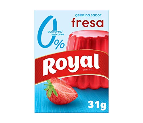 Royal Gelatina en Polvo Sabor Fresa con Vitamina C, 0% Azúcares - 10 Raciones, 31 g