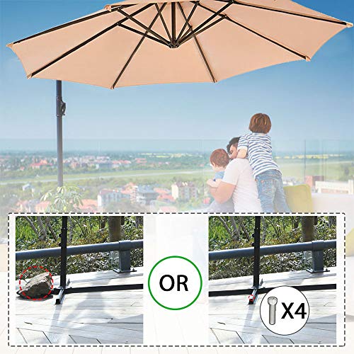 RR Sombrilla Parasol de para Terraza Jardín Patio Ajustable Protección Solar UV (Marrón Claro)