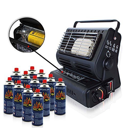 RSonic calefacción de gas cerámica radiador de gas calefacción para Tienda Outdoor caravana equipo de camping Cartuchos De Gas Butano para Parrilla Soplete de soldar Cocinilla de camping - Rsonic Calefacción De Gas, con 12 botellas