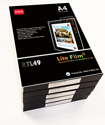 RTL49 - 10 hojas x A4 - Premium diseño de Lit/Lite papel de pantalla para luz LED bolsillo, Lightbox, luz paneles para cualquier impresora de inyección de y un poco de láser imprimibles (grosor: 135micron)