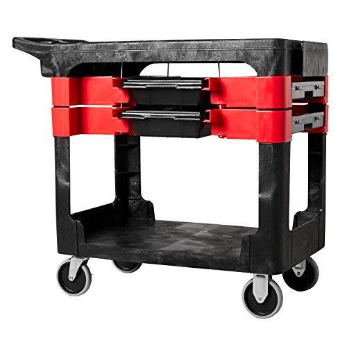 Rubbermaid Commercial Products FG618000BLA Carro de Servicio con 2 Cajas y 4 Cubos, Negro