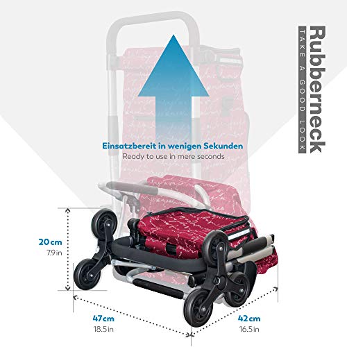 Rubberneck Carrito de la Compra Plegable con Compartimento de Refrigeración y Asa Ajustable, Rojo