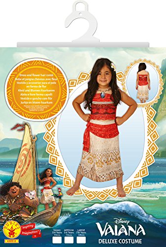 Rubies Vaiana Deluxe Costume, Disfraz infantil, Rojo/Beige, M (5-6 años, 116 cm) (630512-M)