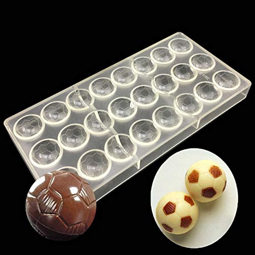 Ruby569y - Molde para galletas y galletas en 3D para hornear, molde de chocolate con forma de balón de fútbol, herramienta de horneado de policarbonato transparente