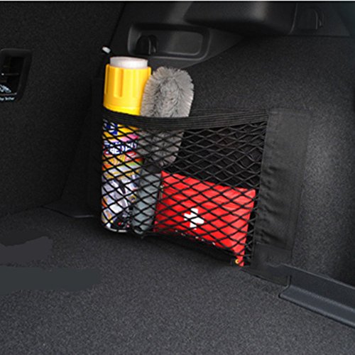 Ruesious (Kit de 3) Red Elástica Maletero Organizador Coche 110 * 60cm + 2 X Bolsa de Red Organizador Asiento para Coche Organizador de Bolsillo 40 * 25cm