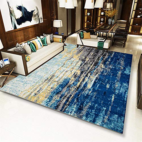 RUGS-YZ Alfombra Grande Infantil Azul Sala de Estar Alfombra Azul Abstracto Antiguo patrón Suave Alfombra Antideslizante Alfombra Fina Los 50X80CM Alfombras De Gateo 1ft 7.7''X2ft 7.5''