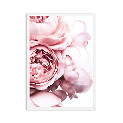 RuiChuangKeJi Flor Lienzo Cartel Decoración nórdica Ramo Rosa Peonía Floral Arte de la Pared Pintura Cuadros Decorativos Decoración para el hogar50x70cm Sin Marco, 3 Piezas