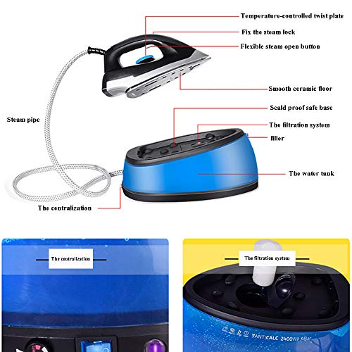 RuiJingKE Presión De Vapor De Hierro Cortina De Tintorerías Industriales Nacionales Caldera Eléctrica De Hierro Termostato 2400W De Ultra Botella Tercera Velocidad,Azul