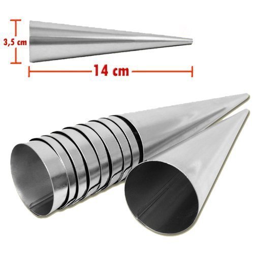 rukauf para Hacer barquillos para Molde de 30 Set de ollas de Acero Inoxidable (140 mm x 35 mm) Set de 30 moldes con Forma de Cono