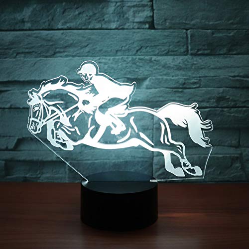 RUMOCOVO® Caballo Racing 3D Luz De Noche LED 7 Colores Illusion Lámpara Holiday Regalo juguete Decoración Lámpara Hogar Iluminación