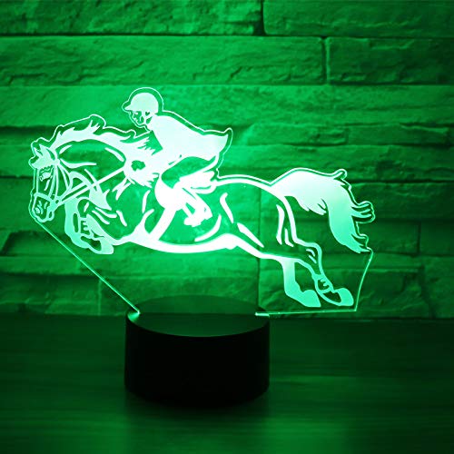 RUMOCOVO® Caballo Racing 3D Luz De Noche LED 7 Colores Illusion Lámpara Holiday Regalo juguete Decoración Lámpara Hogar Iluminación