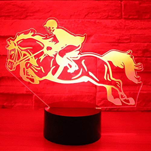 RUMOCOVO® Caballo Racing 3D Luz De Noche LED 7 Colores Illusion Lámpara Holiday Regalo juguete Decoración Lámpara Hogar Iluminación