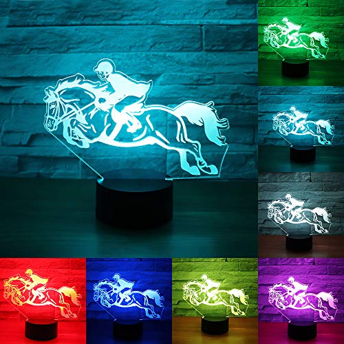 RUMOCOVO® Caballo Racing 3D Luz De Noche LED 7 Colores Illusion Lámpara Holiday Regalo juguete Decoración Lámpara Hogar Iluminación