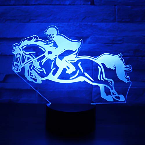 RUMOCOVO® Caballo Racing 3D Luz De Noche LED 7 Colores Illusion Lámpara Holiday Regalo juguete Decoración Lámpara Hogar Iluminación