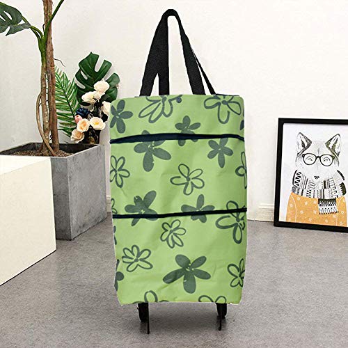 Runaup Bolsos de Compras Plegables, Bolsas de Carrito de Compras, Reutilizables y livianas, comestibles, Servicios públicos, Carrito Plegable, Carrito con Ruedas (Verde)