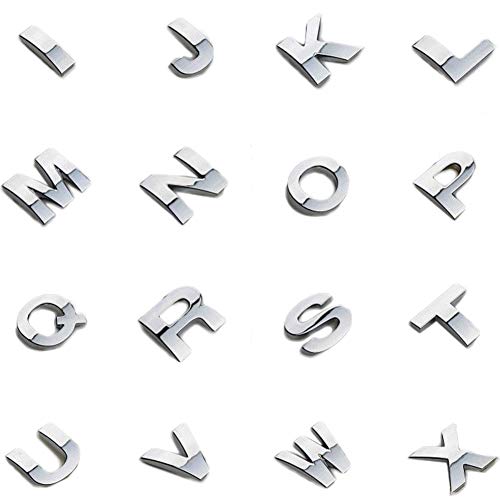 Rungao 26Pcs DIY 3D Chrome Etiqueta engomada del Emblema del Coche número de Letra del símbolo símbolo Insignia calcomanía