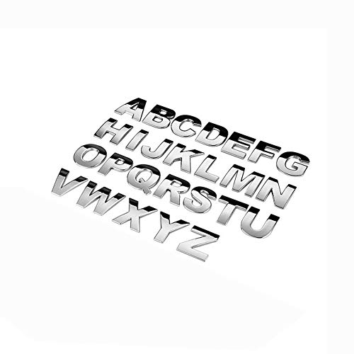 Rungao 26Pcs DIY 3D Chrome Etiqueta engomada del Emblema del Coche número de Letra del símbolo símbolo Insignia calcomanía