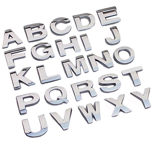 Rungao 26Pcs DIY 3D Chrome Etiqueta engomada del Emblema del Coche número de Letra del símbolo símbolo Insignia calcomanía
