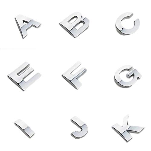 Rungao 26Pcs DIY 3D Chrome Etiqueta engomada del Emblema del Coche número de Letra del símbolo símbolo Insignia calcomanía