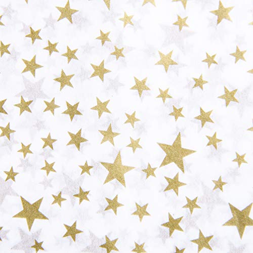 RUSPEPA Papel De Regalo Para Papel De Seda - Papel De Seda Con Estampado De Estrellas Doradas Para Manualidades De Bricolaje, Paquetes De Bolsas - 50 X 70 CM - 25 Hojas